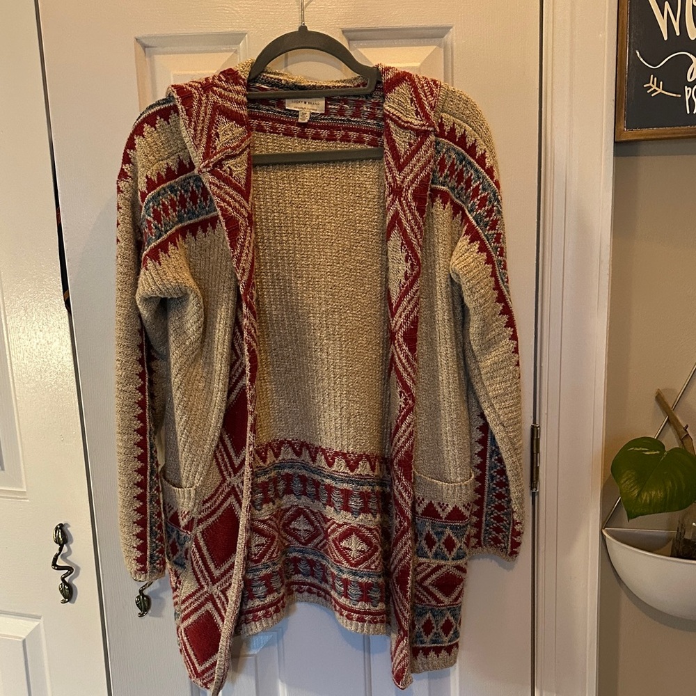 Lucky Brand Aztec Hooded Cardigan Small